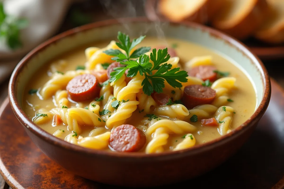 creamy sausage pasta soup