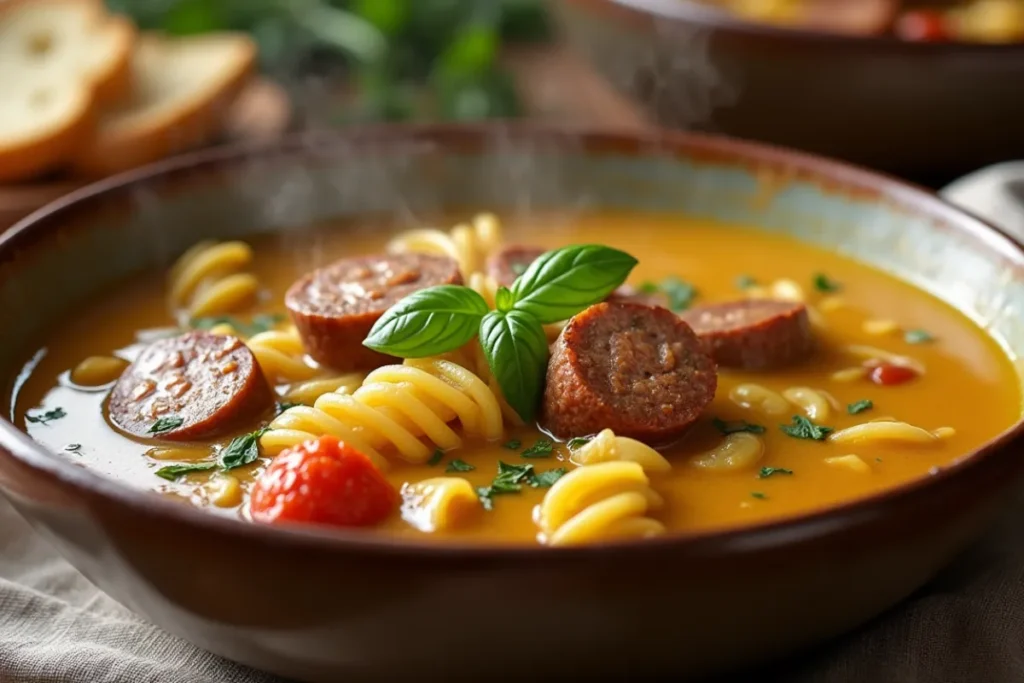 creamy sausage pasta soup