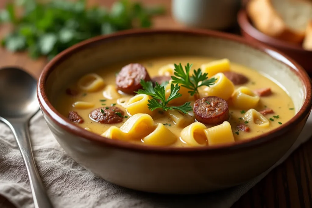 creamy sausage pasta soup